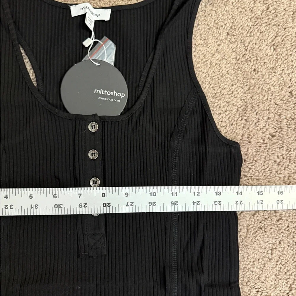 Mittoshop Mini Dress Women size S,M,L Racer Ribbed Tank Button Henley Neckine - Picture 3 of 9